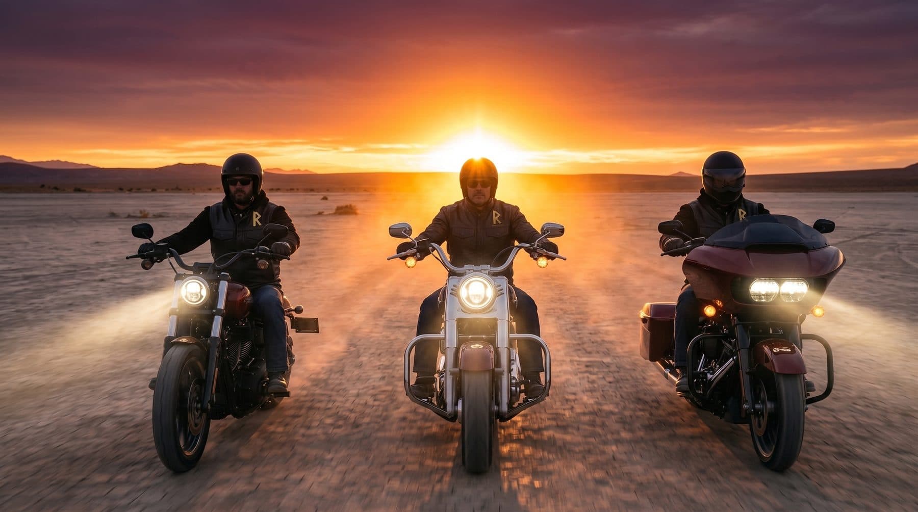 Bikers at sunset